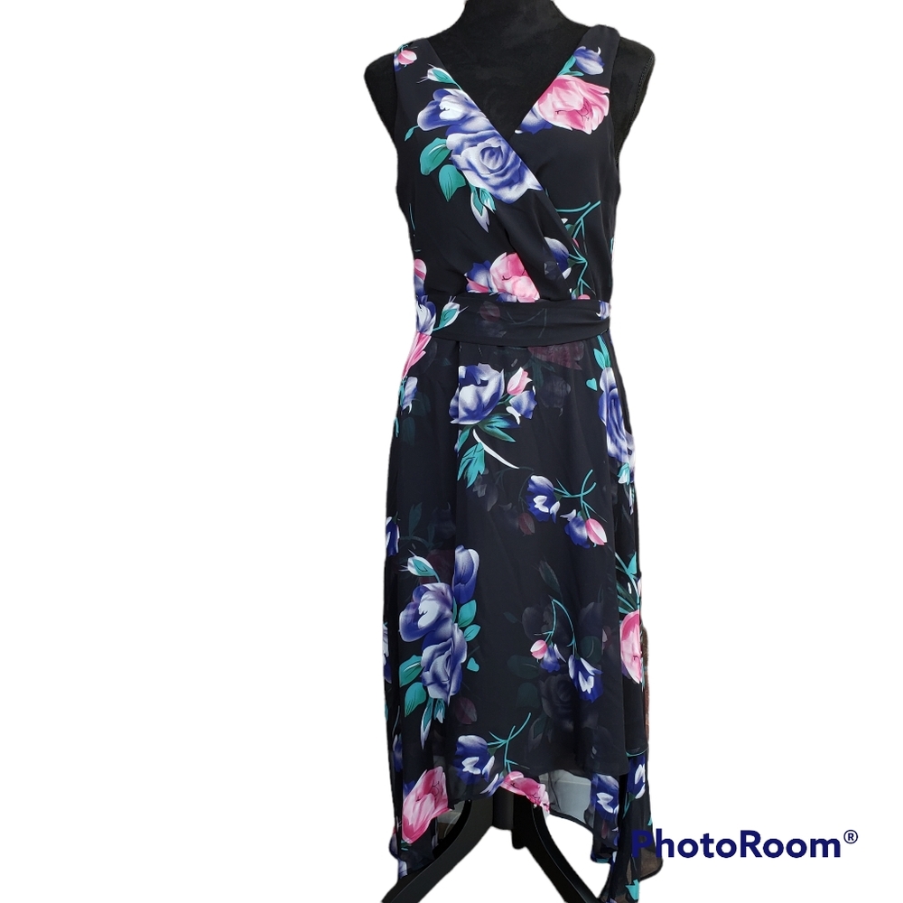 Ryan Michelle Black Floral Dress, Size M